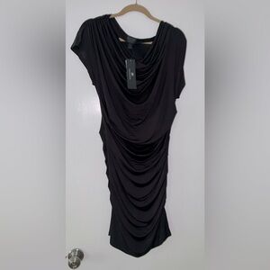 Banana Republic - Dress - Black - Size L - Cap Sleeve - Draped Ruched Dress